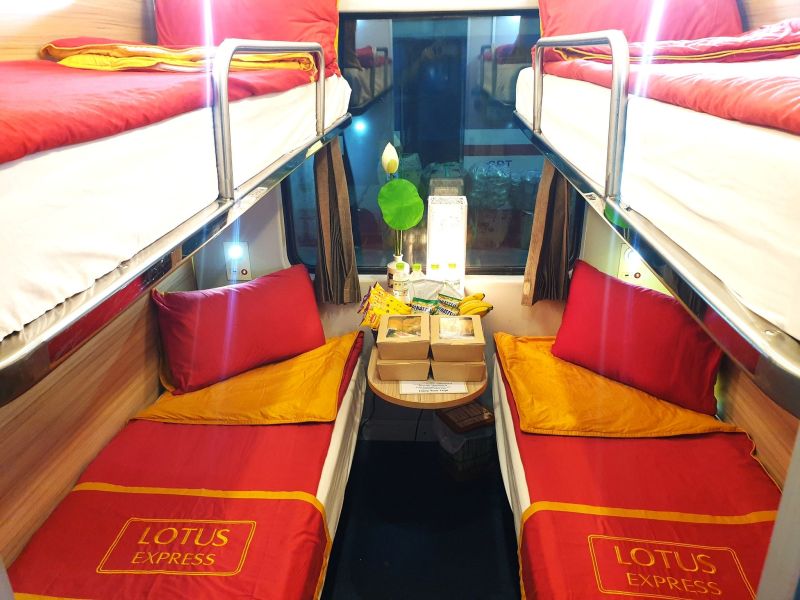 4-Berth VIP Sleeper Giuong Nam Khoang 4 private lockable cabin on Reunification Express recommended for Indian families Ho Chi Minh to Da Nang