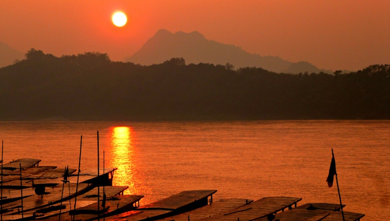 Beautiful Sunset Near the Mekong River