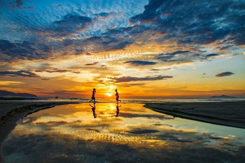 Beautiful Sunset in Da Nang Beach, Vietnam
