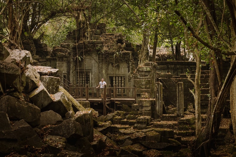 Beng Mealea is located in the dense jungles east of Angkor Wat