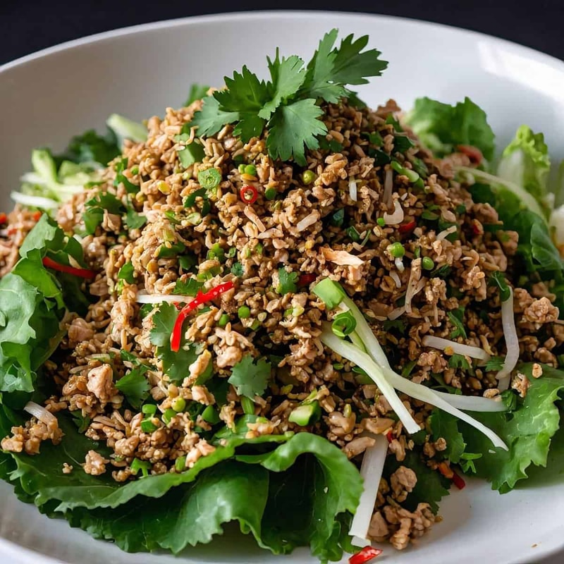 Chicken Laap is a distinctive and traditional dish in Lao cuisine