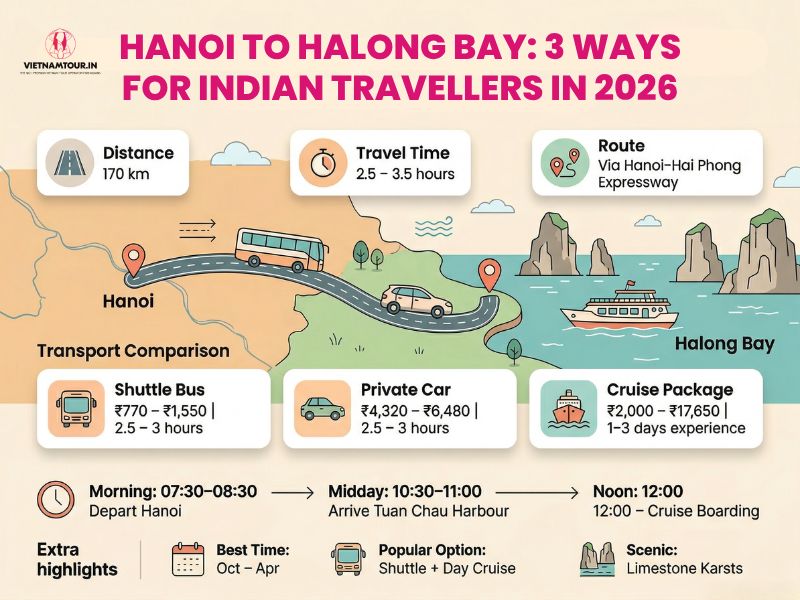 Hanoi to Halong Bay: 3 Ways to Travel 170 km for Indian Tourists in 2026