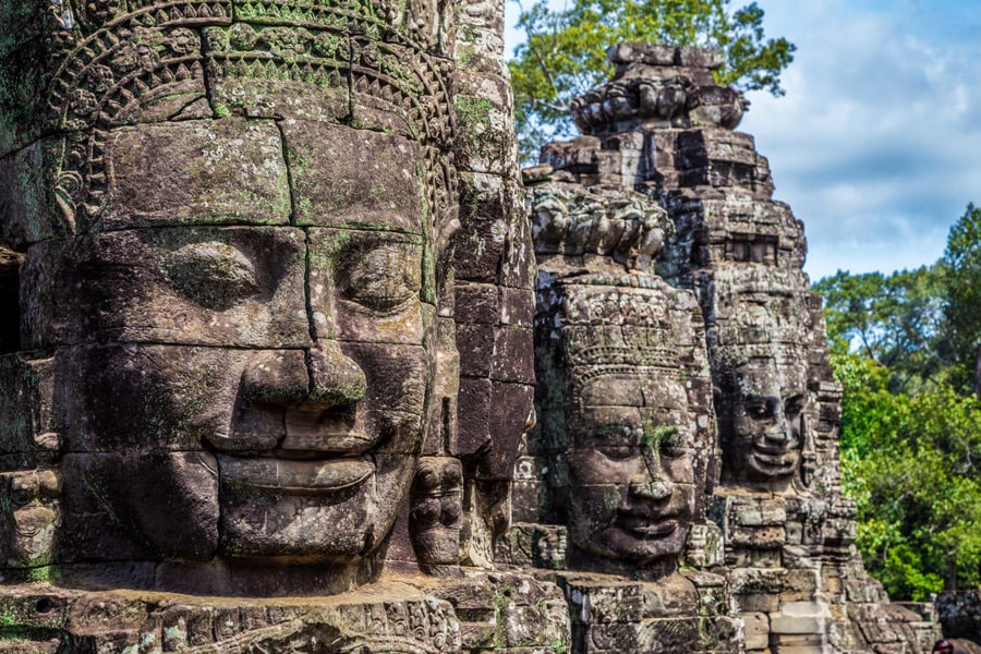 Iconic Smiling Faces of Bayon temple