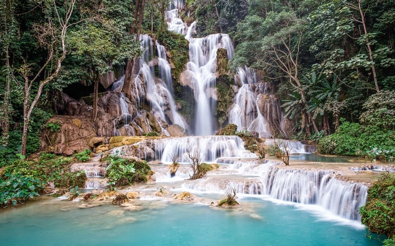 Kuang Si Waterfall is a popular tourist destination