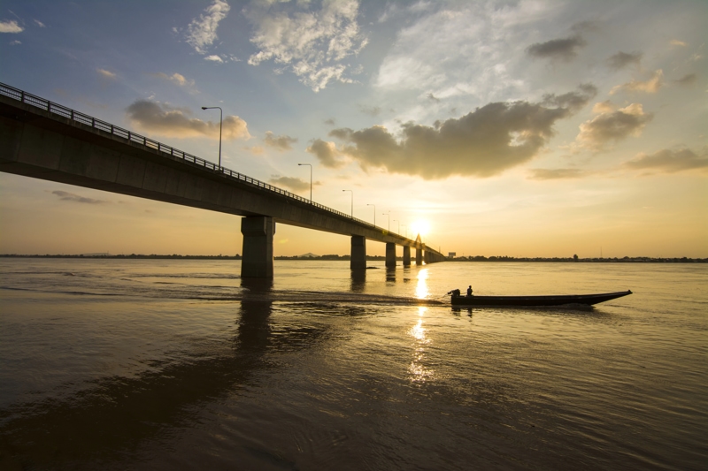 Lao-Thai Friendship Bridge through the Mekong River
