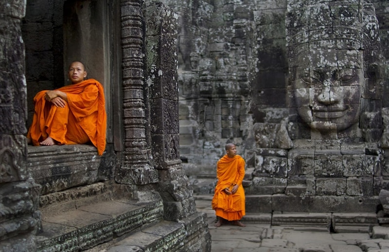 Monks Resting at Bayon Temple Angkor