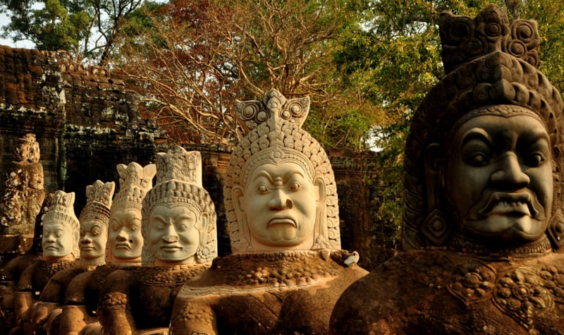 Statues displaying gods in Angkor Thom