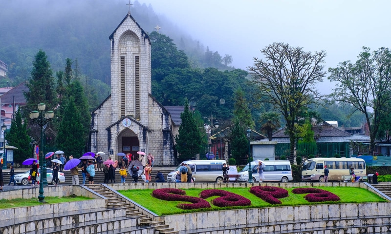 Stone Church in Sapa Town, Vietnam