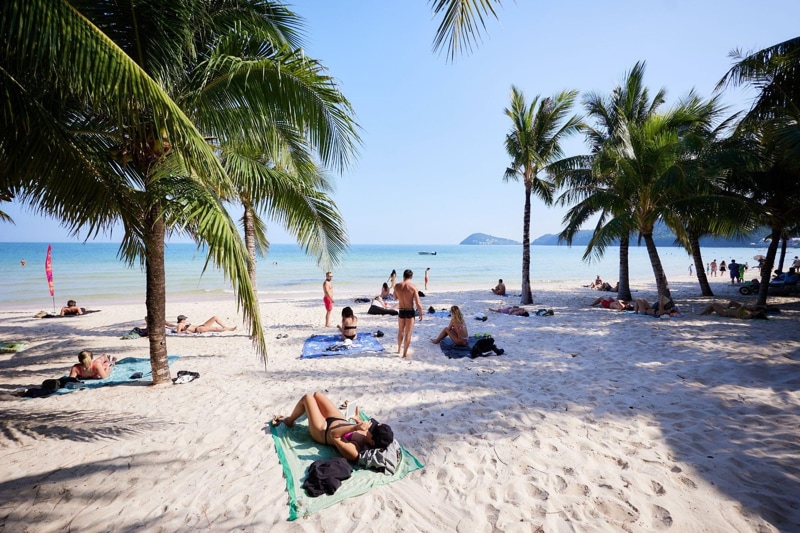 Sunbathing and Swimming on Khiem Beach