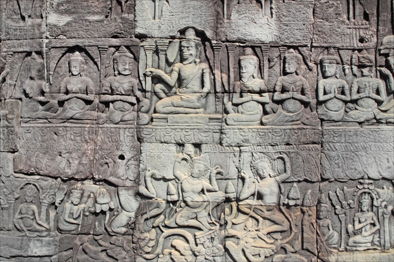 The Bayon Temple has Bas-Reliefs