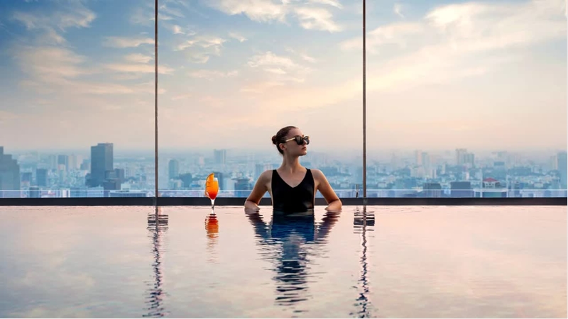 The Infinity Pool in the Vinpearl Landmark 81 luxury hotel complex