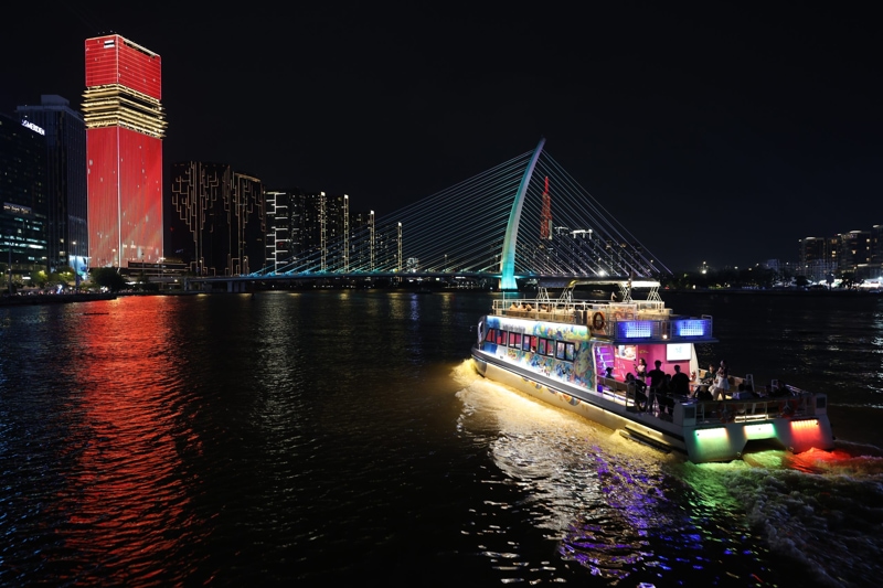 The Sparkling Saigon River at Night