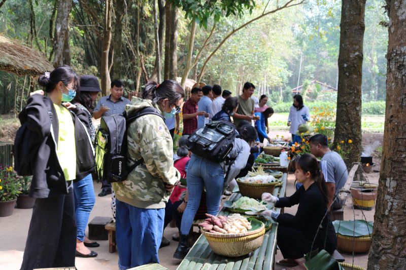 Visitors enjoy local food