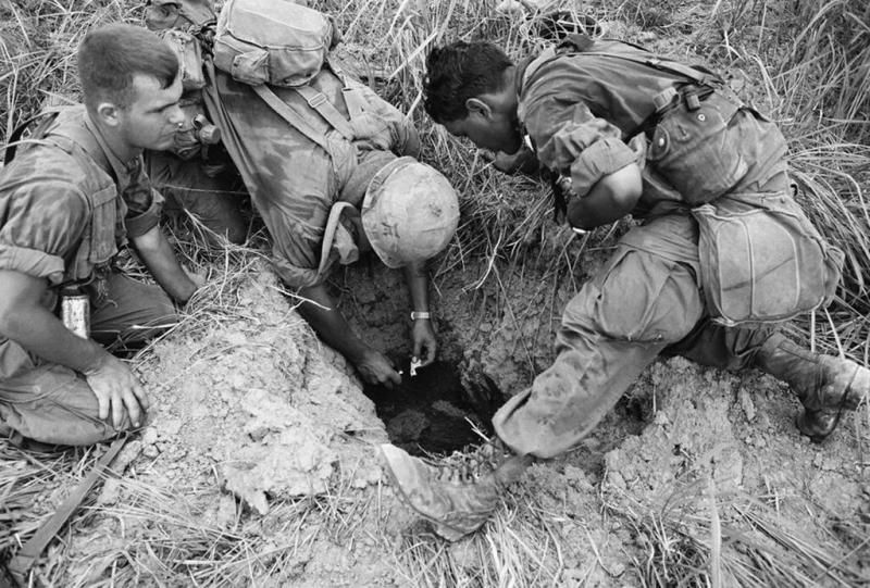 American soldiers searched for the entrance to the tunnel