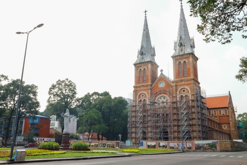 Notre Dame Cathedral of Saigon is in the process of restoration