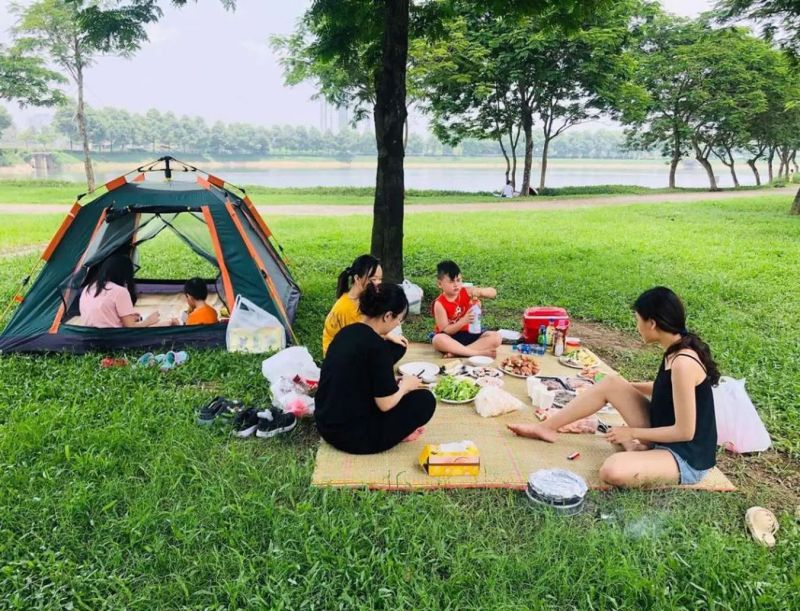 Local family camp in the park