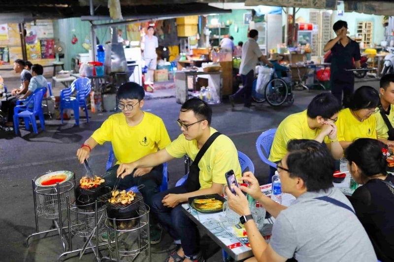 Enjoying the cuisine in Saigon