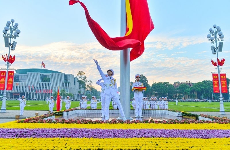 Vietnamese flag rising