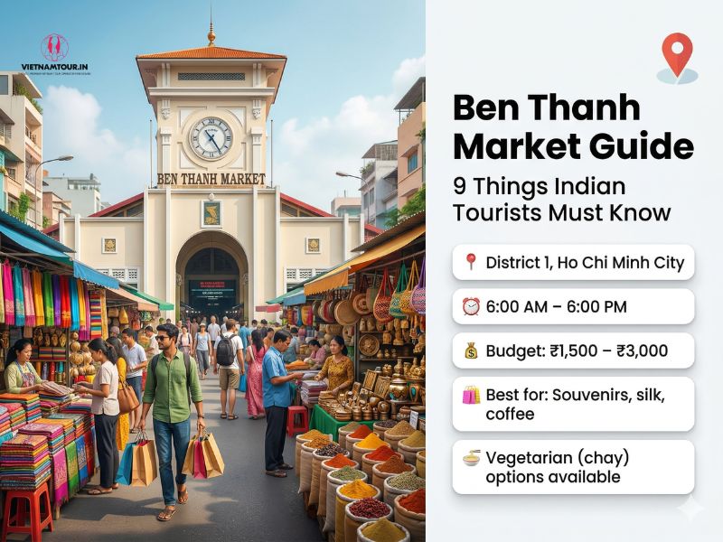 Ben Thanh Market interior view with 1400 covered vendor stalls 13056 square metres District 1 Saigon