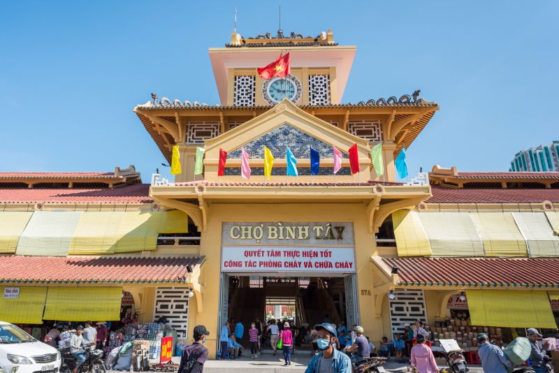 Binh Tay Market location at Thap Muoi Street District 6 Ho Chi Minh City entrance gate view