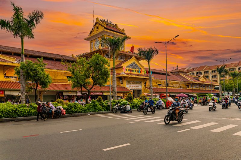 Binh Tay Market tour from Ho Chi Minh City exterior view of traditional Cho Lon market building