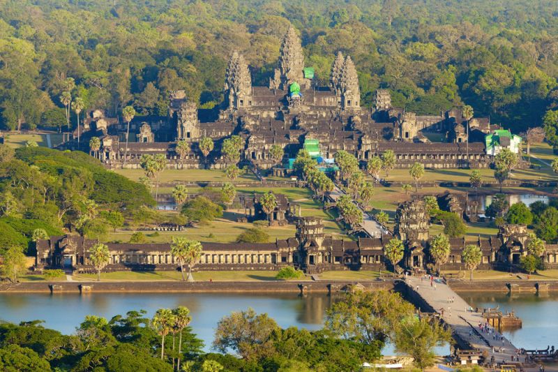 Dry season in Cambodia — clear skies over Angkor temples with full road access for Indian tourists