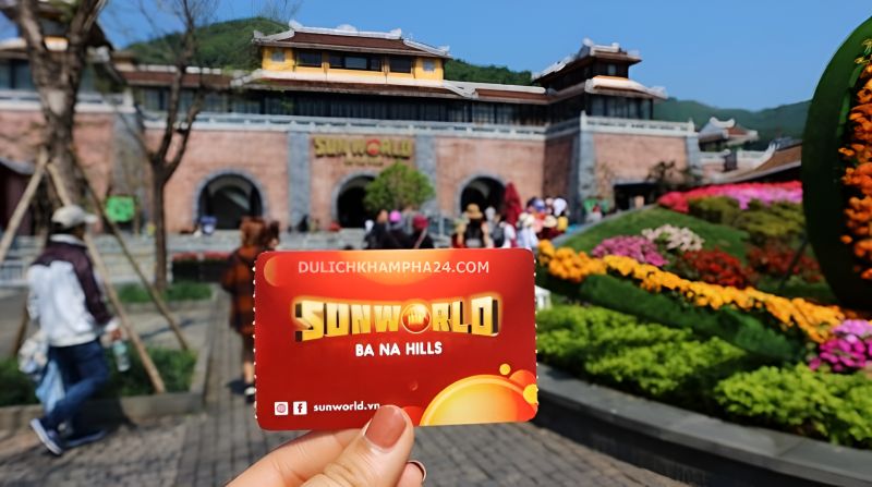 Fantasy Park Vietnam entrance fee ticket counter at Ba Na Hills showing adult ticket VND 1000000 INR 3509