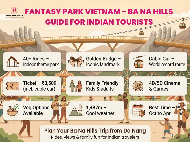Fantasy Park Vietnam indoor amusement park entrance at Sun World Ba Na Hills Da Nang, 1,487 metres elevation