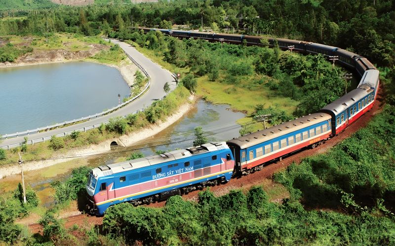 Reunification Express train running the Ho Chi Minh City to Hanoi route along Vietnam's North–South Railway