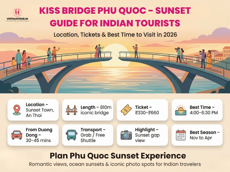 Kiss Bridge Phu Quoc cantilever pedestrian bridge sunset view two arms 30 cm gap Sunset Town