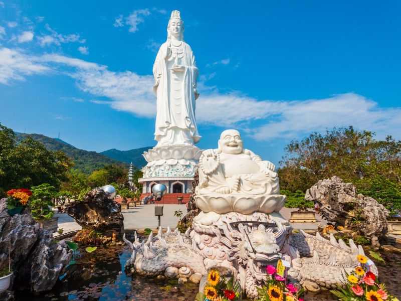 Linh Ung Pagoda hilltop temple Marble Mountains Thuy Son with traditional Vietnamese Buddhist architecture