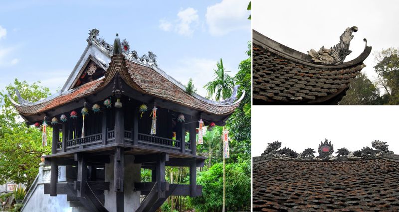 One Pillar Pagoda architecture stone pillar 1.2 metres wooden pavilion 3x3 metres eight curved roof edges lotus pond