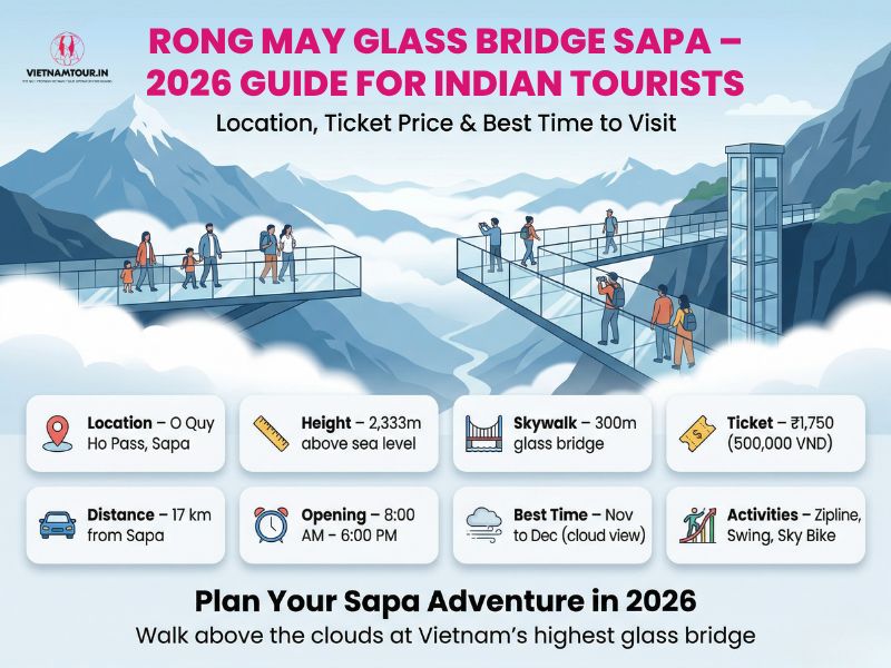 Rong May Glass Bridge transparent glass skywalk extending from O Quy Ho Pass cliff face at 2,333 metres above sea level
