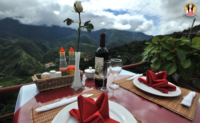 A meal with mountain view at Sapa Eden Hotel