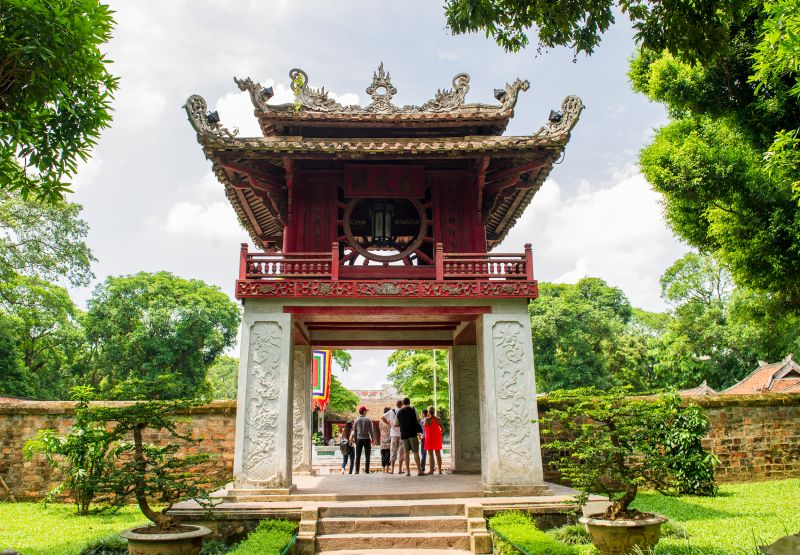 Temple of Literature Hanoi exterior view of the Confucian heritage complex with traditional Vietnamese architecture