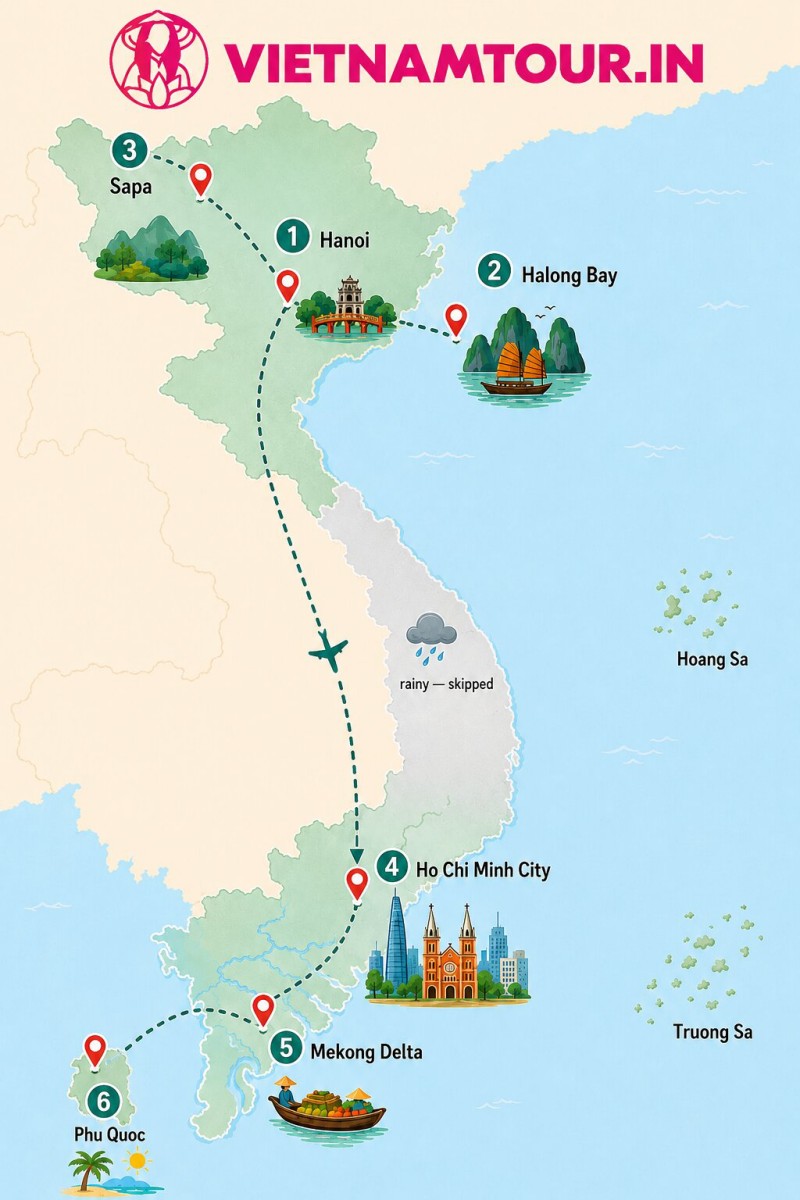 suggest vietnam route in october for indian travelers