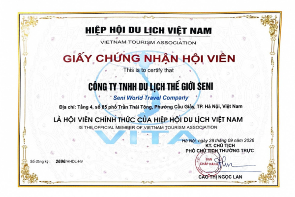 Certificate from the Vietnam Tourism Association (VITA)