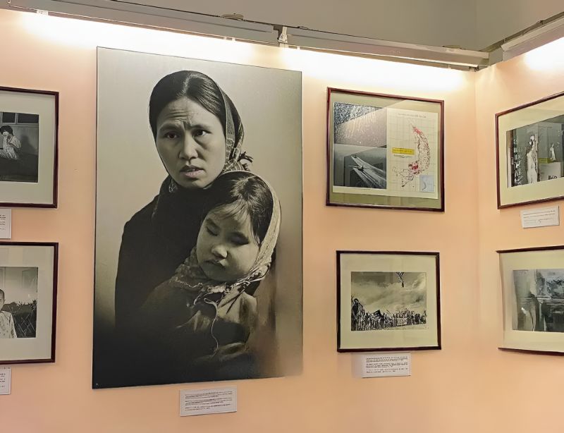 War Photographs Exhibition at War Remnants Museum displaying Vietnam War correspondent prints